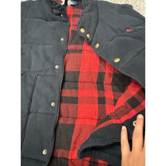 Polo Ralph Lauren Vest Quilted Plaid Lining Men XL Black Red Plaid Snap - Picture 6 of 6